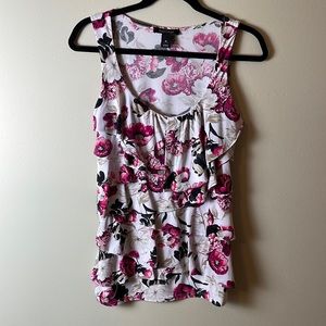 White House Black Market floral, dressy tank. Size Medium